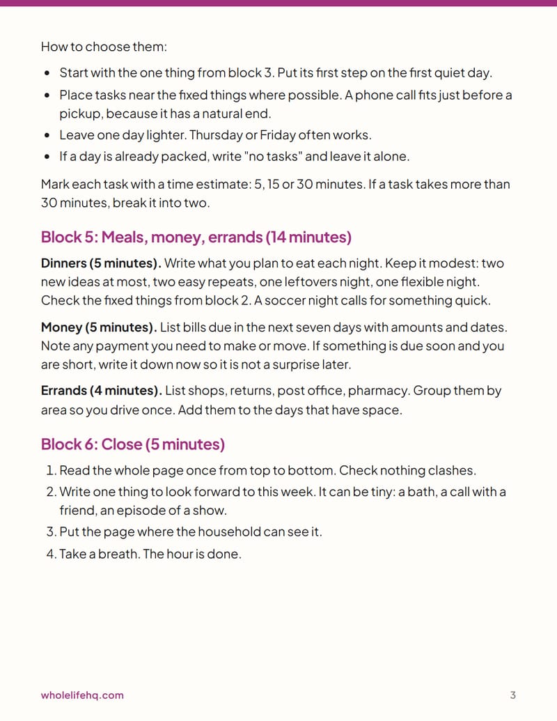 Page 3 of The Sunday Hour: A Weekly Planning Ritual