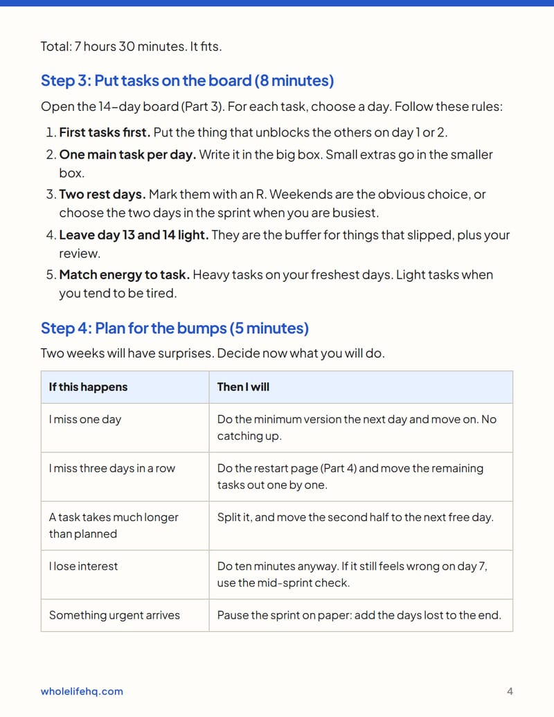 Page 4 of The Two-Week Sprint Planner for One Goal