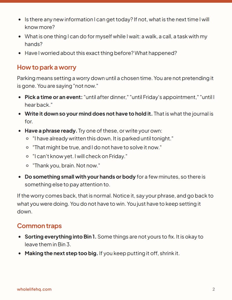 Page 2 of The Worry Journal