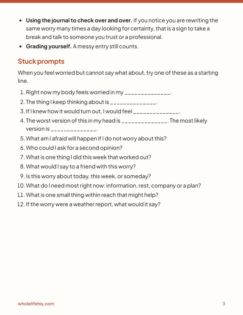 Page 3 of The Worry Journal