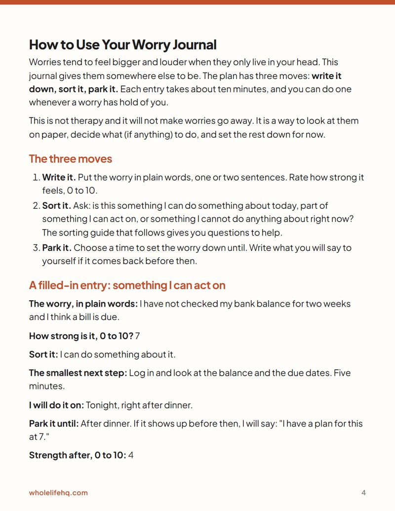 Page 4 of The Worry Journal