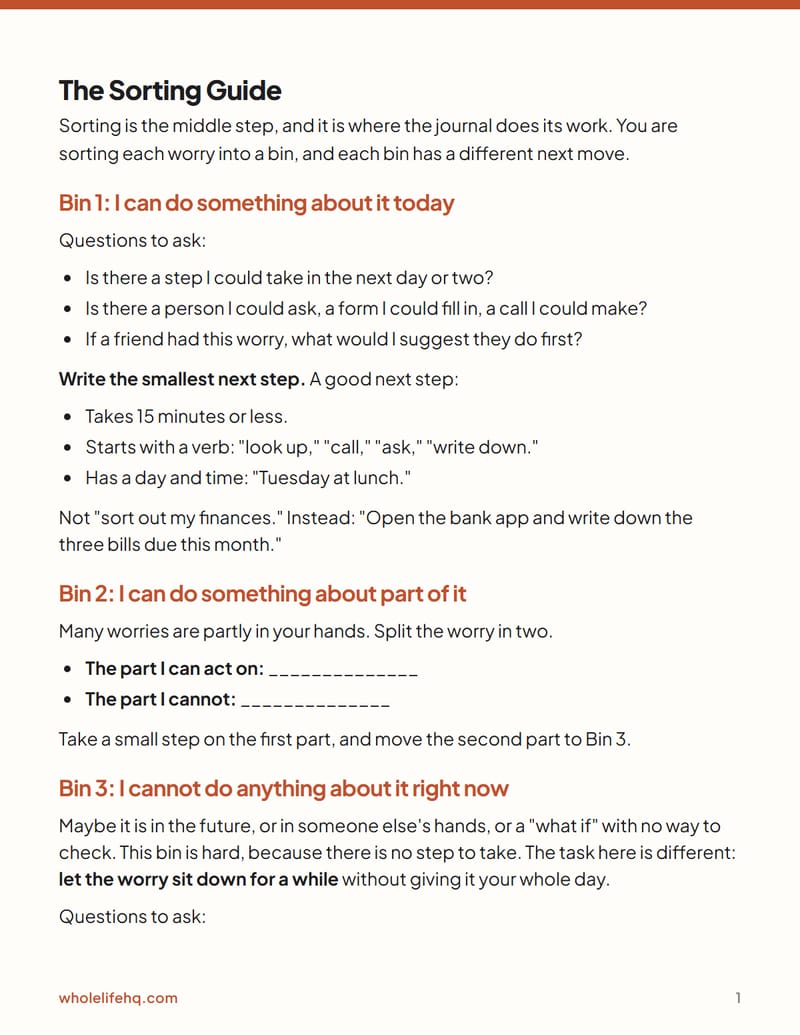 Page 1 of The Worry Journal