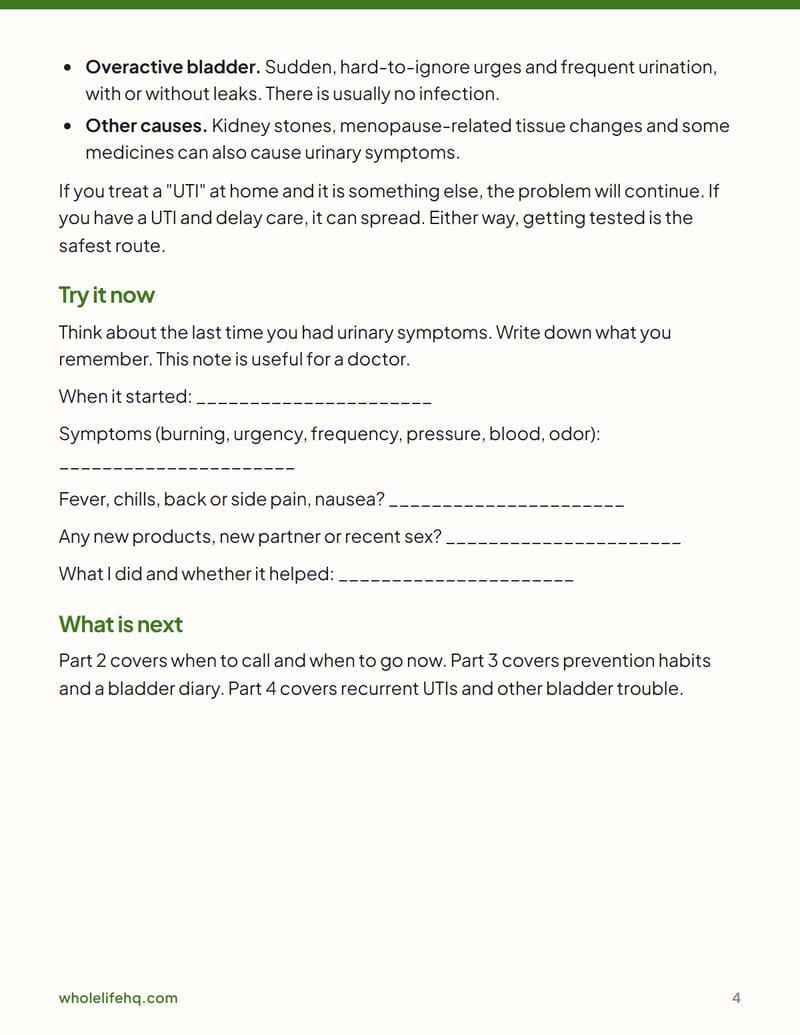 Page 4 of UTIs and Bladder Health: Prevention and When to Call
