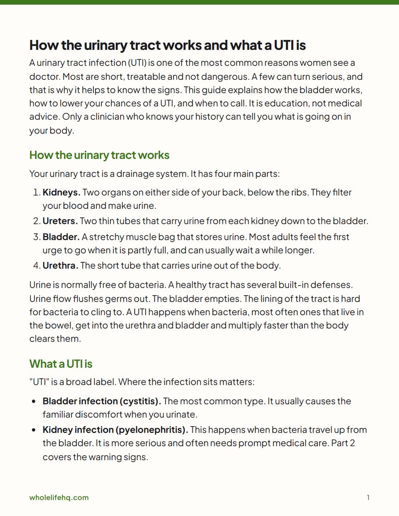 Page 1 of UTIs and Bladder Health: Prevention and When to Call