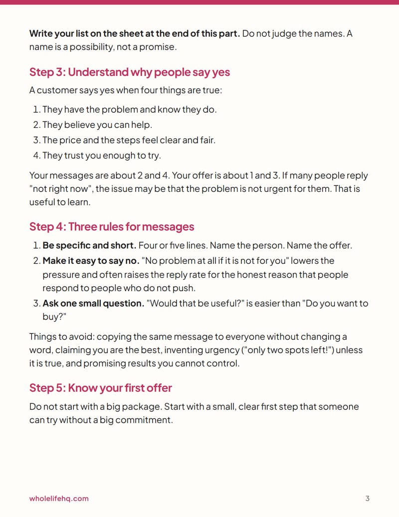 Page 3 of Your First 10 Customers: a 30-day outreach plan