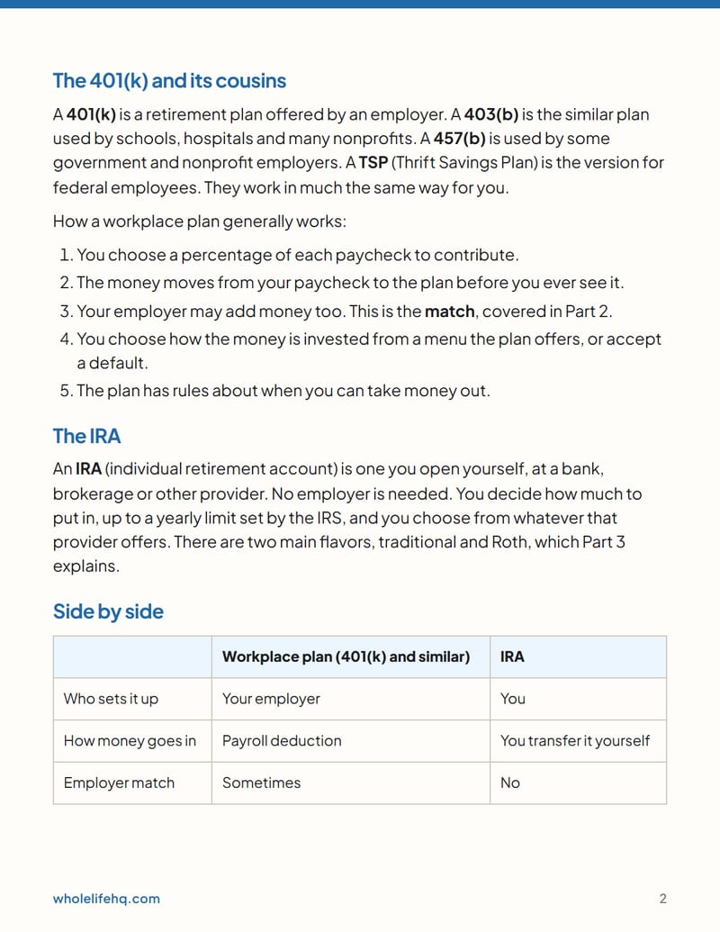 Page 2 of Your First 401(k) or IRA: The Questions, the Forms, the Match